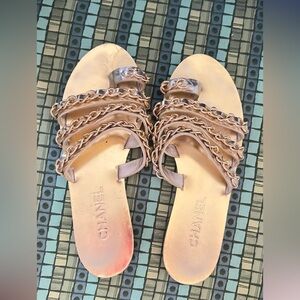 CHANEL Gold Chain Women's Sandals